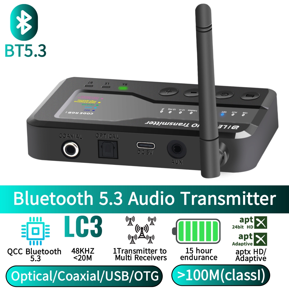 Bluetooth Adapter Receiver - Bluetooth 5.3 Audio-Sender, 80M Reichweite, AptX