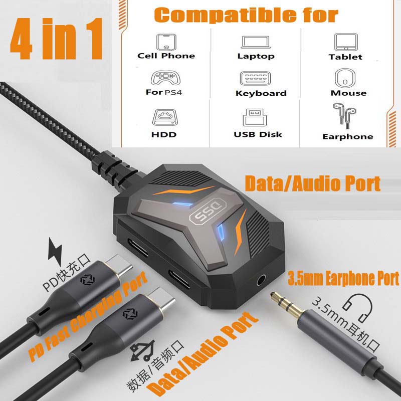 Earphone Splitter Jack - Typ-C-Splitter USB-C auf 3,5mm Stereo-Klinkenstecker Kabeladapter